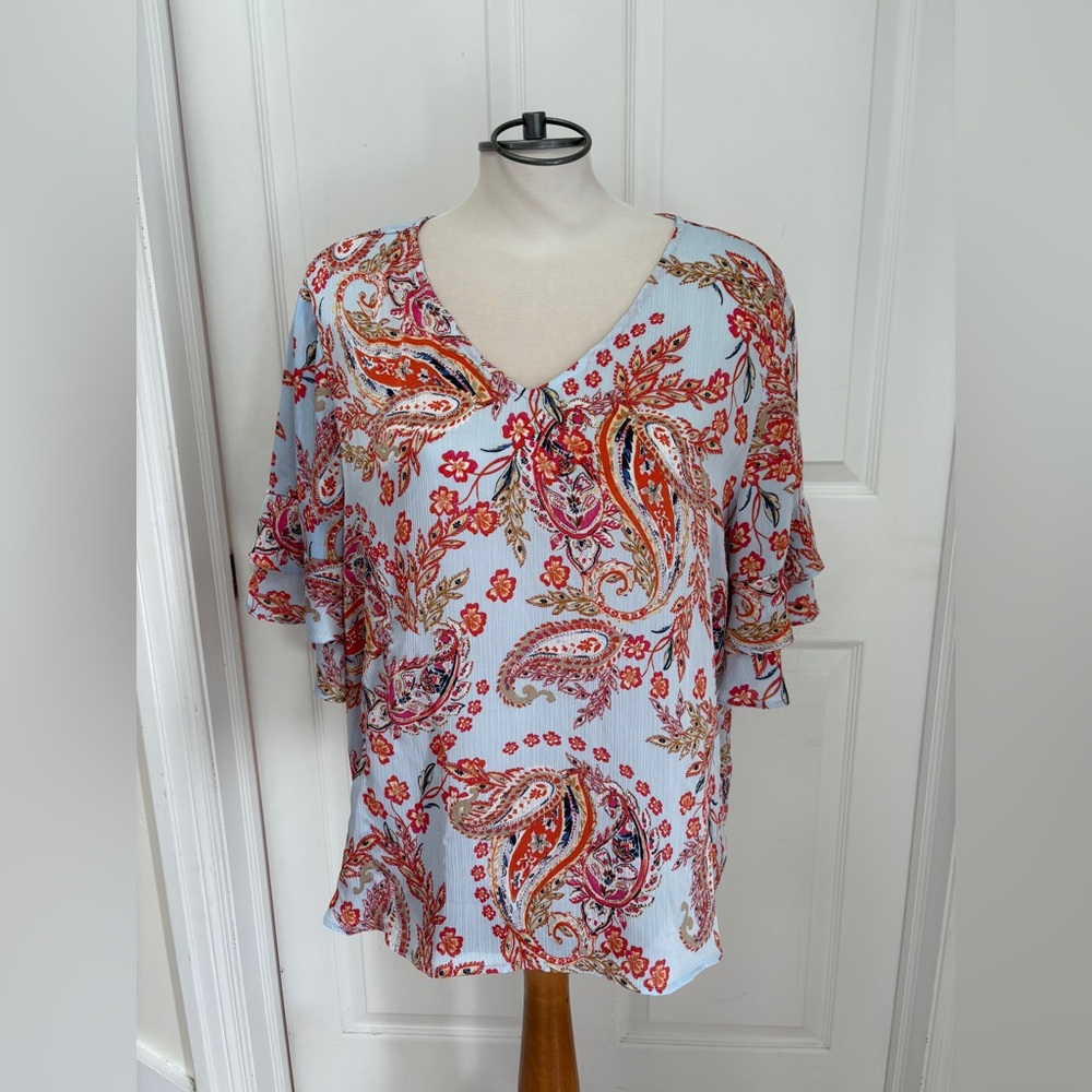 Zac & Rachel Multicolor Paisley Blouse ladies size XL
